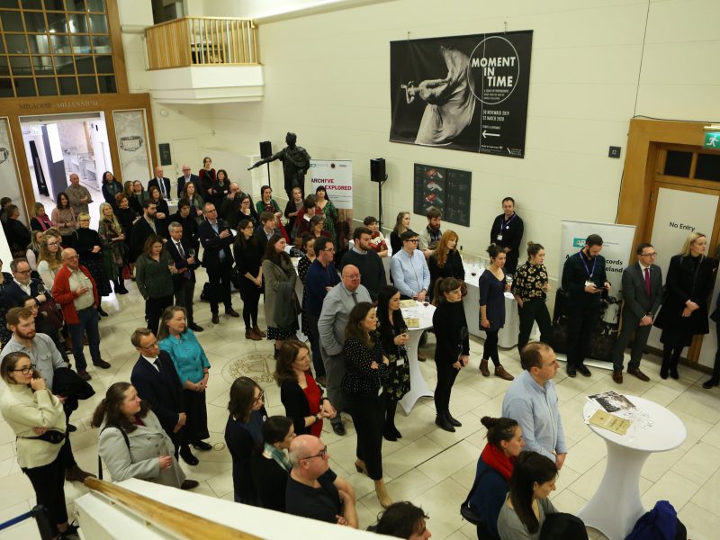 Attendees listening to President Michael D. Higgins speaking