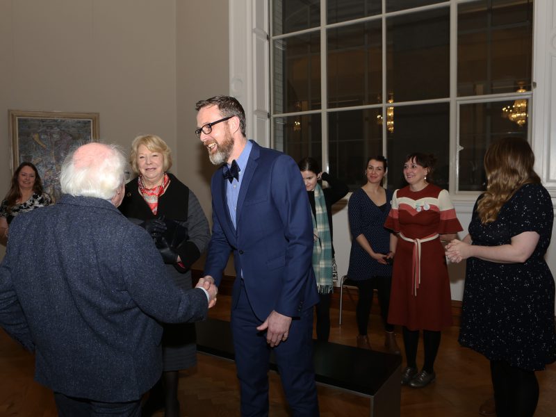 President Higgins and his wife Sabina with Gerard Byrne (ARA Ireland Chair)