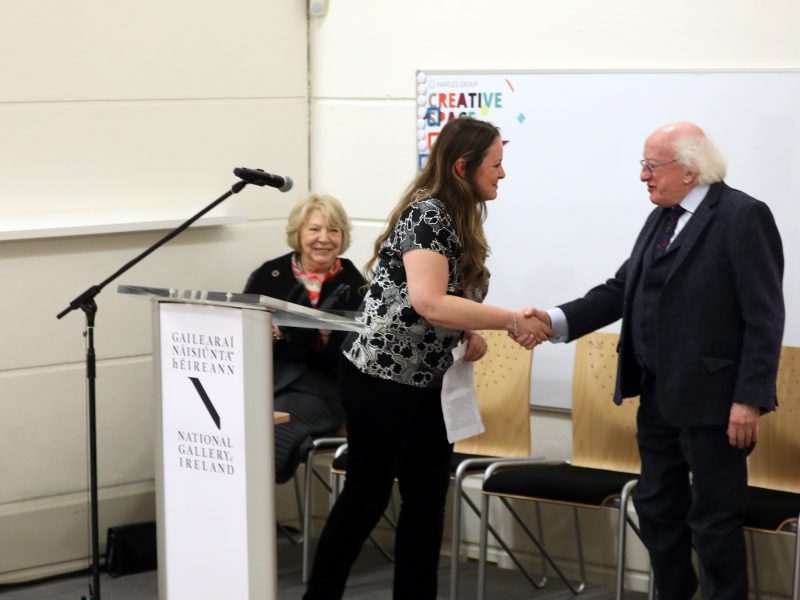 Niamh Ní Charra (ARA Ireland Comms Officer), after responding to President Higgins on behalf of ARA Ireland