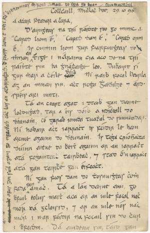 Litir chuig an tAthair Peadar [Ua Laoghaire] ó Eoin Mac Néill 1895, ó chartlann Chonradh na Gaeilge, OÉG G60/44