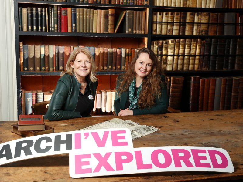 Flor MacCarthy (ARA Ireland EYA Ambassador 2021) and Niamh Ní Charra (ARA Ireland Communications and Campaigns Officer), at Marsh's Library, © Marc O'Sullivan