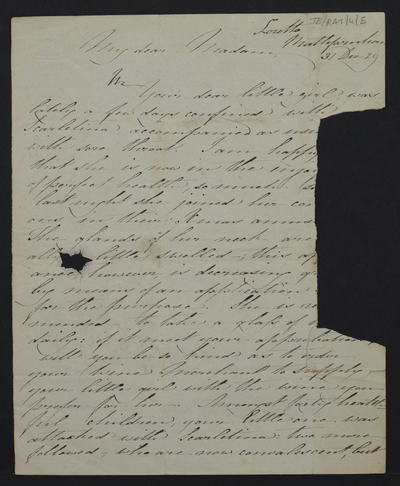 Letter from M. Frances Teresa Ball IBVM to Mrs Irwin, Rathmile House, Tulsk, Co. Roscommon, 1829*