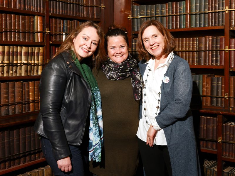 Niamh Ní Charra (ARA Ireland Communications and Campaigns Officer), Meadhbh Murphy, Deputy Librarian, Royal Irish Academy and Journalist and author, Clodagh Finn (ARA Ireland EYA Ambassador 2023). Photo at Royal Irish Academy, © Marc O’Sullivan