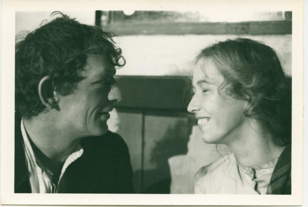Mick Lally and Marie Mullen face to face in rehearsals for The Playboy of the Western World, 1975
