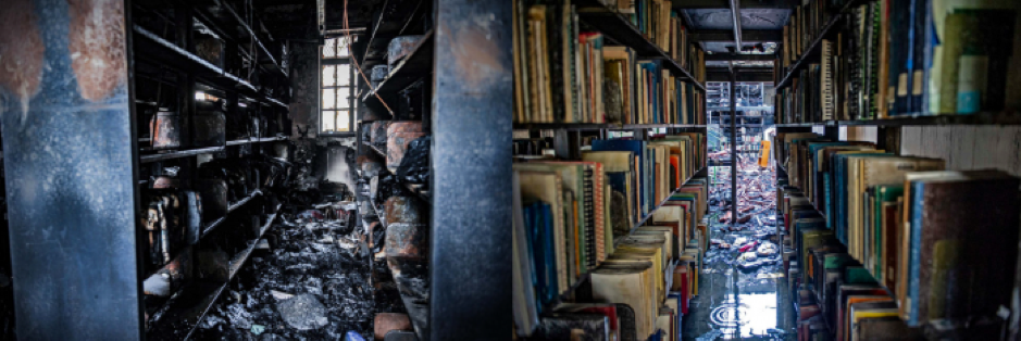 Damage to the materials in the Jagger Reading Room. Courtesy of University of Cape Town.