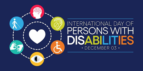 International Day of Persons with Disabilities, 3 December, with accessibility icons arranged around a heart