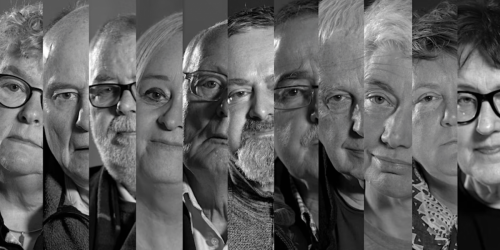 Strip of black and white close-up portraits of older people, from the documentary The Troubles I've Seen