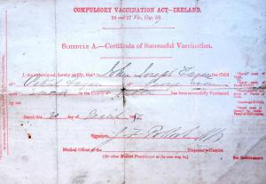 Certificate of successful vaccination under the Compulsory Vaccination Act (Ireland), 1871